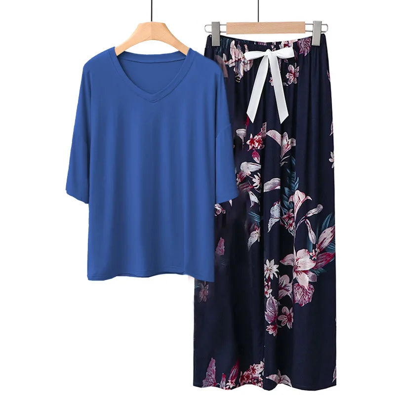 Women's Sleepwear 2026 Spring Summer New Pajamas Sets Casual Home Clothes Modal 2PC Sleep Suit House Wear Conjuntos De Pijama