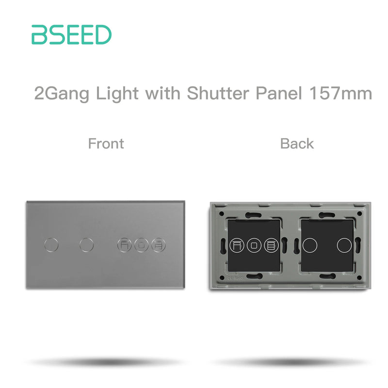 BSEED Crystal Switch Panel For Electric Smart Roller Shutter Blinds Glass Frame With Metal Base DIY Parts Only EU Standard 157mm
