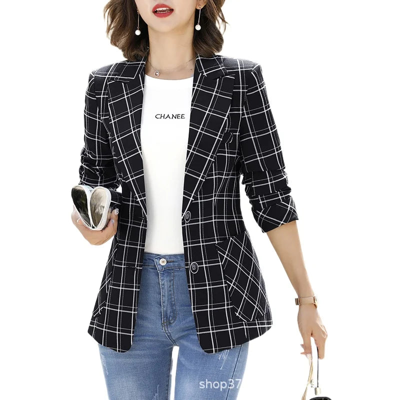 2026 New Women Red Long-sleeved Suit Jacket, Double-button V-neck Slim Coat, External Flip Cuffs Decoration Blazers. Asian Size