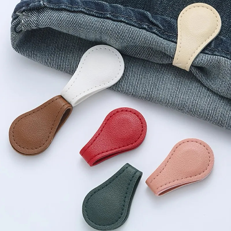 2pcs No-Sew Magnetic PU Leather Clips.Fix Cuffs,Trouser Legs,Scarves,Strong Magnetic Hold,No Damage Removable Buckles.