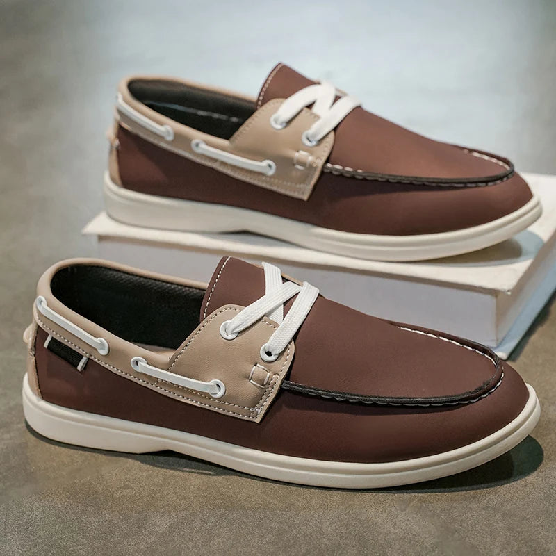 Men's plus-size fashion casual white shoes breathable soft sole four seasons new non-slip comfort outdoor driving leather shoes