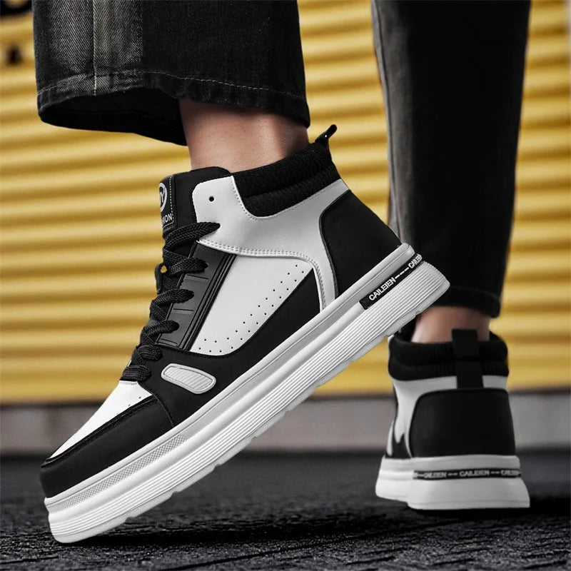Men's Casual Shoes Four Seasons New High-Top Breathable Soft Sole Non-Slip Outdoor Walking Shoes Youth Joker Sports Board Shoes