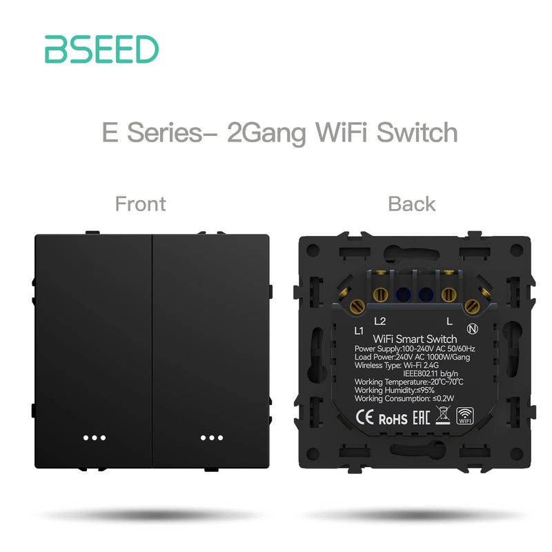 BSEED WIFI Button Switch Module 1/2/3/4Gang Smart Light Switch DIY Part Plastic Frame Smart Socket Components Tuya Smart Life