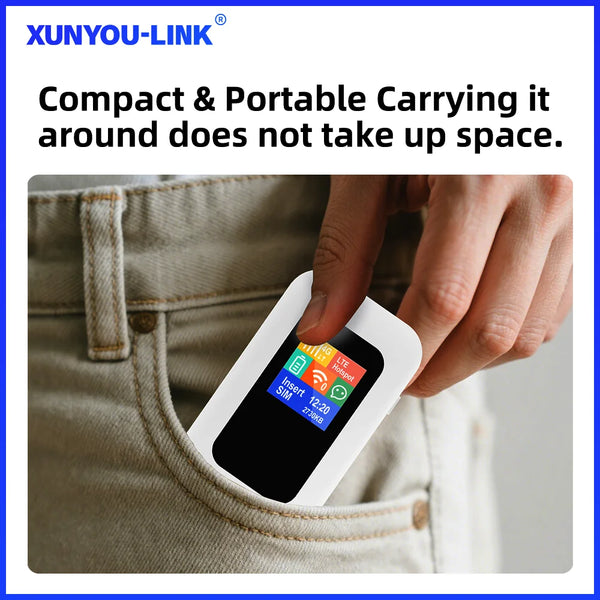 XUNYOU-LINK Cat 6 LTE Mobile WiFi Router 4G+ WIFI 6 ចំណុចក្តៅចល័ត ជាមួយថ្ម 3000mAh ម៉ូដឹមអ៊ីនធឺណិតល្បឿនលឿនសម្រាប់ហោប៉ៅ