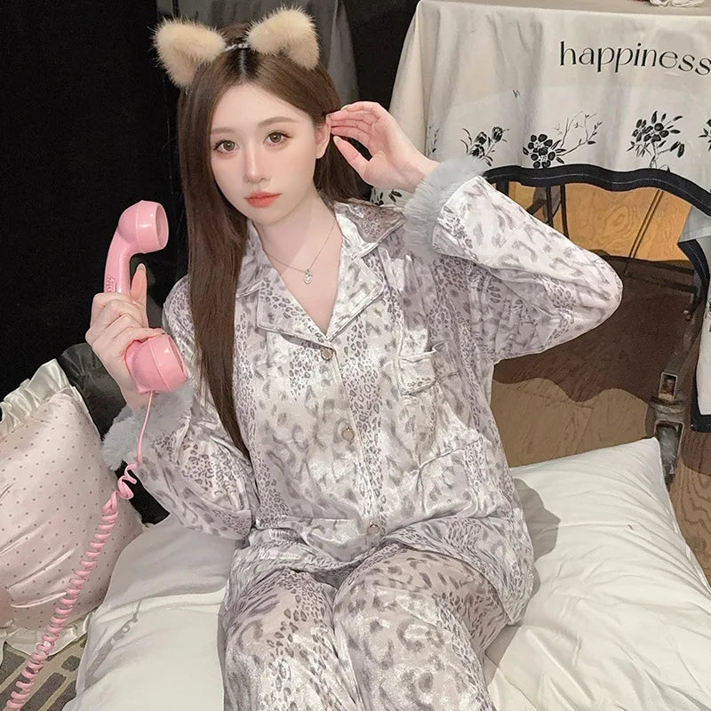 High Quality Gold Velvet Pajamas Women's Sleepwear Set 2026 Spring Autumn New Korean Plus Size Home Clothes Fleece Pijama Mujer