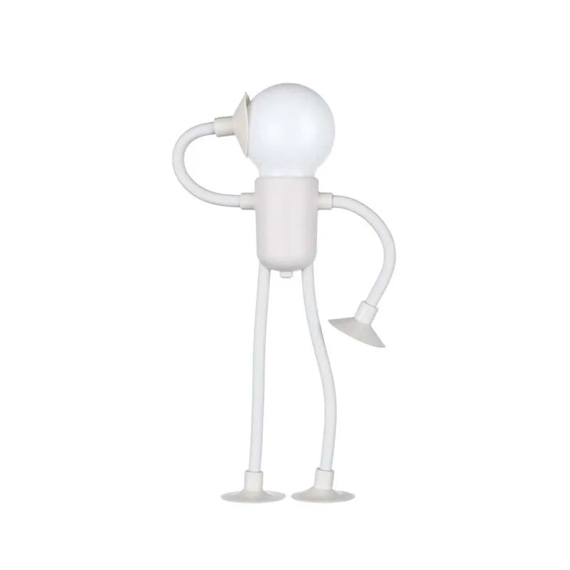 Cute Modern Mini Tabletop Desk Lamp with Suction Cup Night Light Portable Cartoon Sportsman Bulb Bendable Shelves Decor