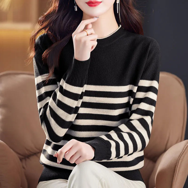 Ropa De Mujer New Fashion Striped Knitwear Tops Female Jumper Casual Loose Spring Autumn Woolen Blouse Women's Pullover Sweater