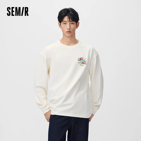 អាវយឺតប៉ាក់ Semir សម្រាប់បុរស រចនាបថសត្វចិញ្ចឹម រចនាបថឆ្កែ កមូល រលុង ឆ្នាំ២០២៦ សម្លៀកបំពាក់ប្រចាំថ្ងៃរដូវរងាថ្មី រចនាបថធម្មតាសម្រាប់ទីក្រុង
