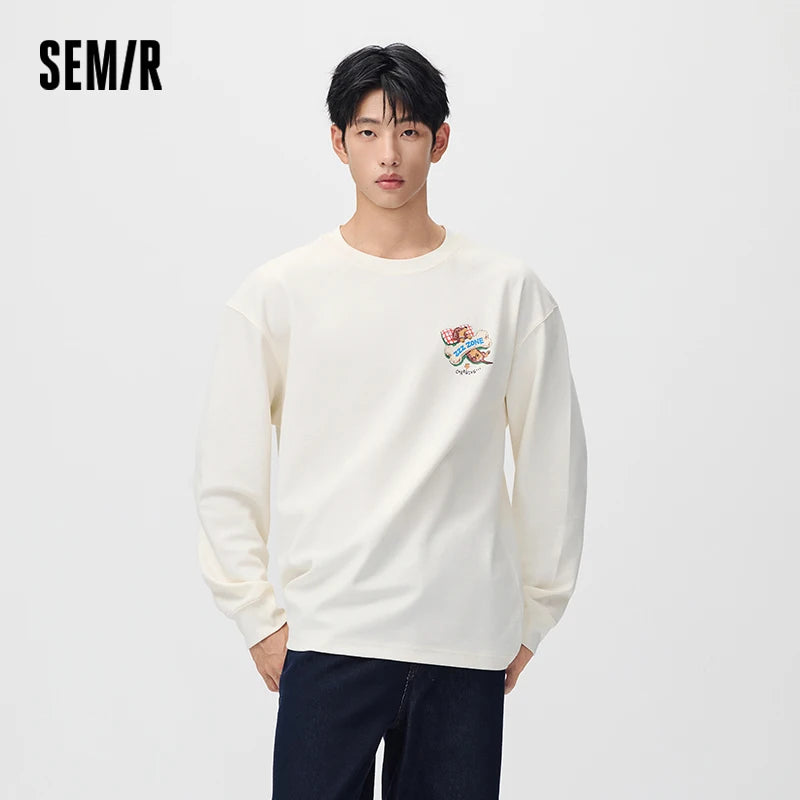 អាវយឺតប៉ាក់ Semir សម្រាប់បុរស រចនាបថសត្វចិញ្ចឹម រចនាបថឆ្កែ កមូល រលុង ឆ្នាំ២០២៦ សម្លៀកបំពាក់ប្រចាំថ្ងៃរដូវរងាថ្មី រចនាបថធម្មតាសម្រាប់ទីក្រុង