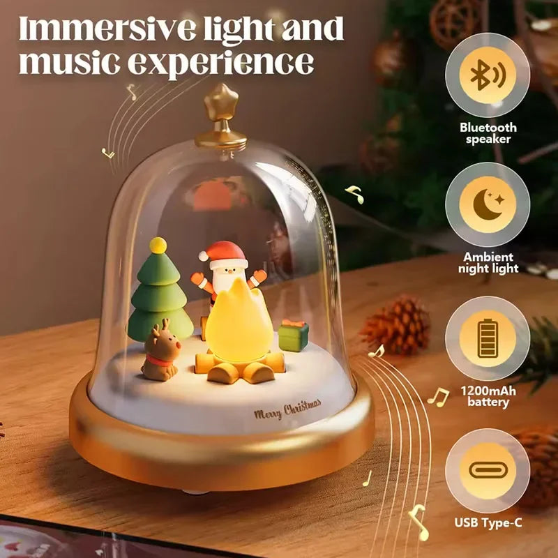 LED Novelty Animal Warm Light Santa Claus Music Box Cute Bell Design for Kids Holiday Party Birthday Bedside Bedroom Night Light