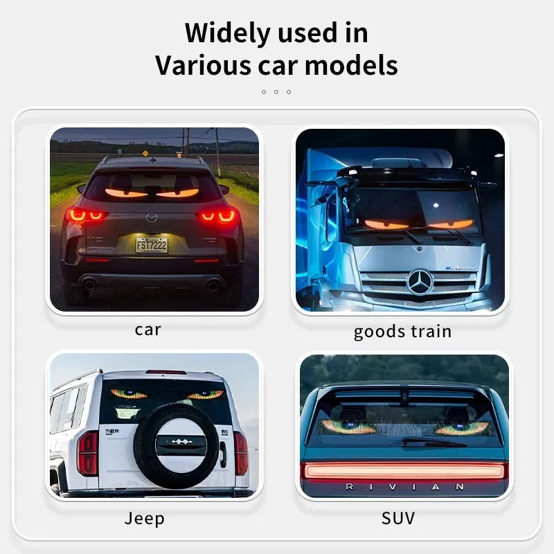 Truck Devil Eye LED Matrix Pixel Panel Remote Control Soft Foldable Lighting Animation Display Light Windshield Decor Sign Board