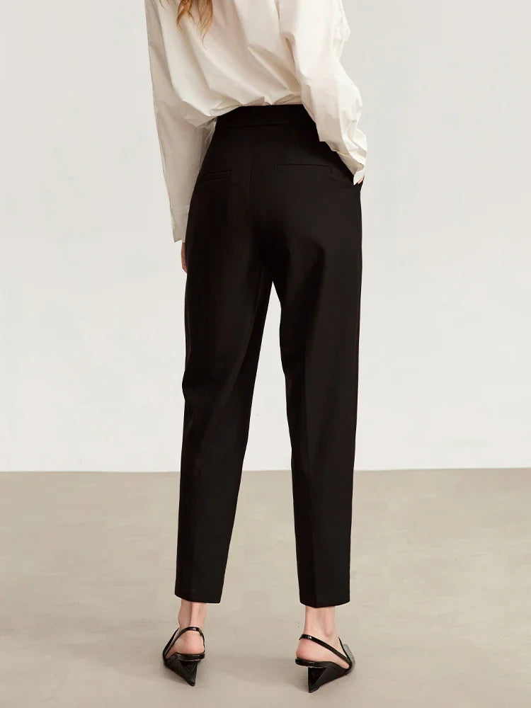 AMII 2026 Autumn New Women Anklie-length Pants Commuter Basics Embroidery Tapered Pants Casual Straight Trousers Female 12343053