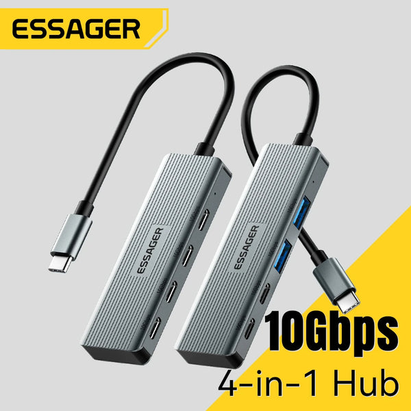 Essager USB Hub Adapter 4 in 1 USB Type C to USB3.2 Gen2 Hub Splitter Adapter for MacBook Pro Air Samsung Docking Station HUB
