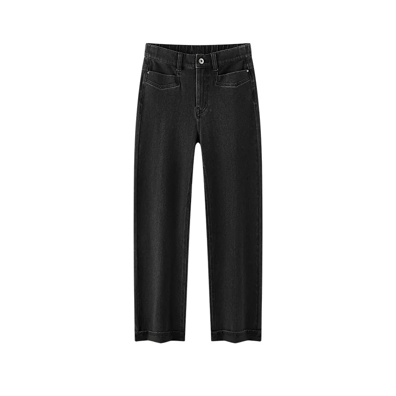 Semir Women Jeans Stretch Cropped Straight Cuffed Hem Soft Denim Casual Style Autumn Pants Urban Daily Wear 2026