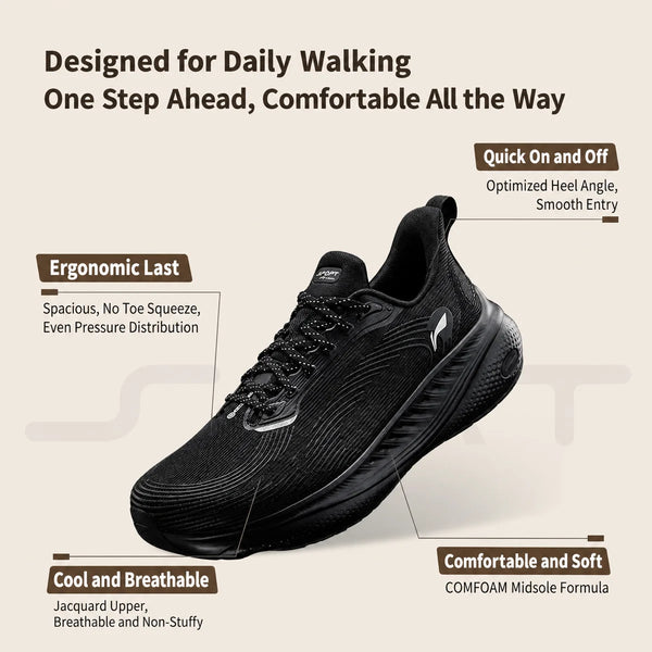 ស្បែកជើងបុរស Li-Ning SOFT GO 3 V2 របៀបរស់នៅ COMFOAM មានខ្យល់ចេញចូលបាន ឆ្លុះពន្លឺ ទាន់សម័យ ស្បែកជើងធម្មតា LiNing ស្បែកជើងដើរប្រចាំថ្ងៃ AGLW027