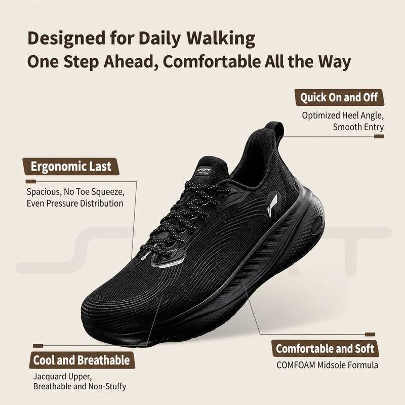 ស្បែកជើងបុរស Li-Ning SOFT GO 3 V2 របៀបរស់នៅ COMFOAM មានខ្យល់ចេញចូលបាន ឆ្លុះពន្លឺ ទាន់សម័យ ស្បែកជើងធម្មតា LiNing ស្បែកជើងដើរប្រចាំថ្ងៃ AGLW027