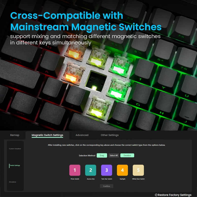 Akko x Monsgeek FUN87 HE Magnetic Keyboard 88 Keys 80% TKL Layout ARGB RT0.005mm 8K USB Wired Custom Gaming Mechanical Keyboard