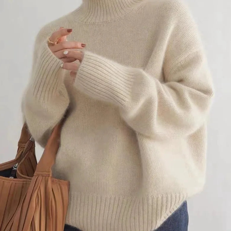 New European Sweater Women Autumn Winter New Turtleneck Pullover Loose Versatile Knitted Bottoming Shirt Female Jumper Top
