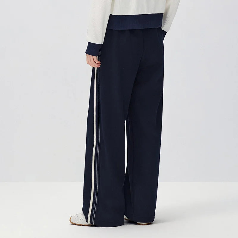 Semir Women Casual Pants Color Block Fleece Lined Wide Leg Sport Style 2026 New Winter Daily Wear Urban Casual Style
