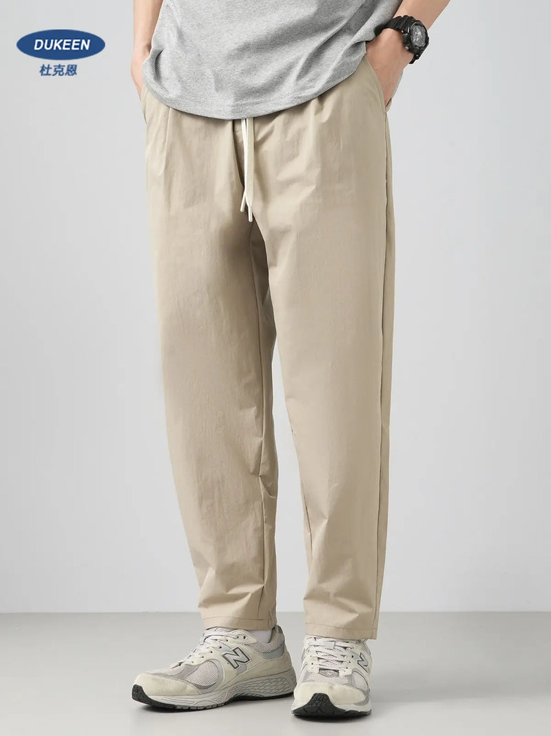 DUKEEN Men's Lightweight Waterproof Casual Pants Summer American Style Sports Straight Leg Tapered Joggers