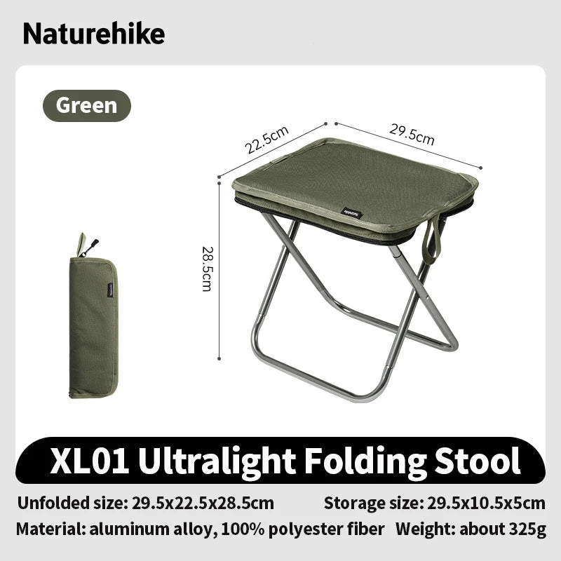 Naturehike Folding Stool Portable Lightweight Outdoor Camping Aluminum Chair Traveling Beach Chair Foldable Fishing Chair