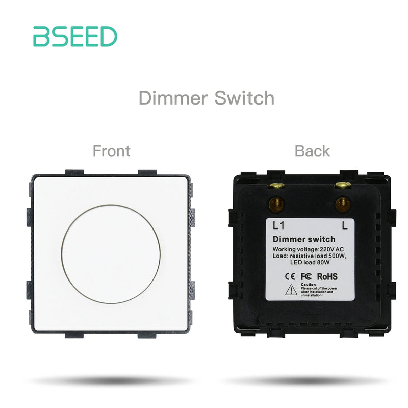 BSEED 1/2/3Gang 1/2Way Wall Button Switch Wall Power Socket Electrical Outlets Part Glass Frame DIY Module Part Free Combination