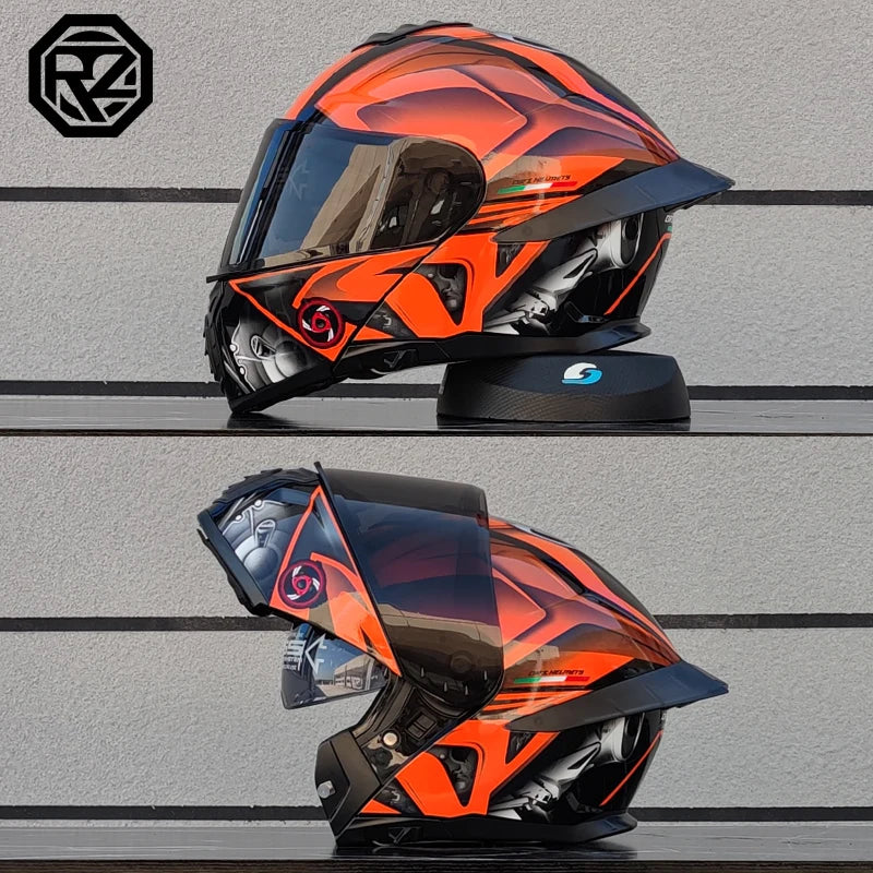 ORZ Motorcycle Helmet Dual Visor Modular Flip up Full Face Helmet for Adult Men and Women DOT Approved