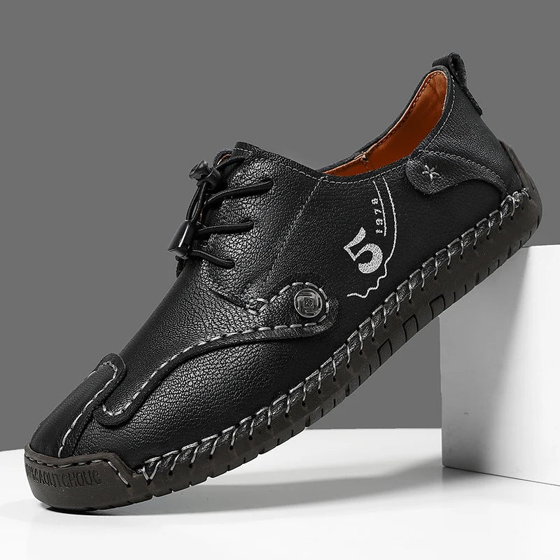 Mens Walking Shoes Large Size 38-48 High-quality Handmade Casual Leather Mens Outdoor Breathe Walking Fashion Flat Sneakers