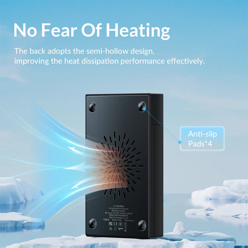 ORICO 3.5'' HDD Case with 12W1A Built-in Power Protable Hard Drive Enclosure SATA to USB 3.0 Supply Support UASP Box