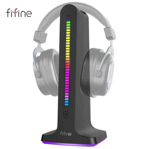 FIFINE RGB Headphone Stand,with Power Strip 2 in1,USB Headset Holder for Gaming Headphone/Bluetooth Headphone-Ampligame S3 CHINA