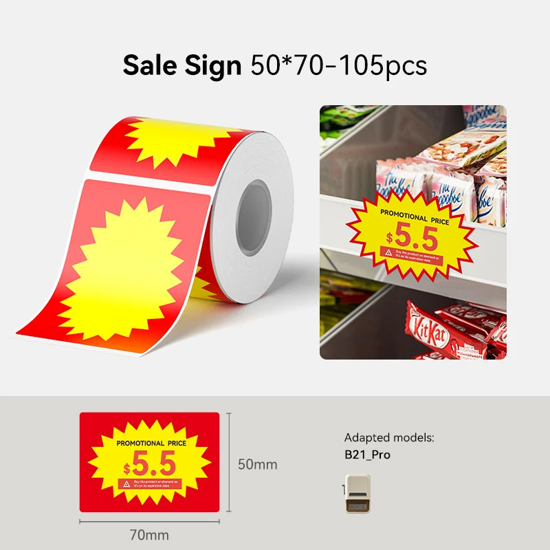 NiiMbot B21 Pro Thermal Printer Red Black Label Paper 300 DPI High-definition Printing Sticker for Warning Signs Supermarket