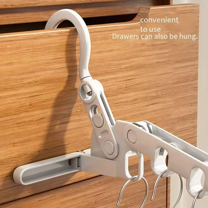 2pcs Foldable 5-Hook Clothes Hanger, Ergonomic & Space-Saving for Travel, Hotel, Dorm, Home Use