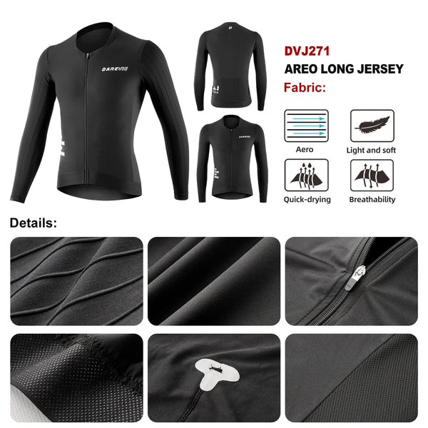 អាវយឺតជិះកង់បុរស DAREVIE ម៉ាក Maillot Aero ល្បឿនលឿន ស្រូបយកសំណើម PRO Level សម្រាប់បុរស UPF 40+ ប្រឆាំងនឹងការរអិល