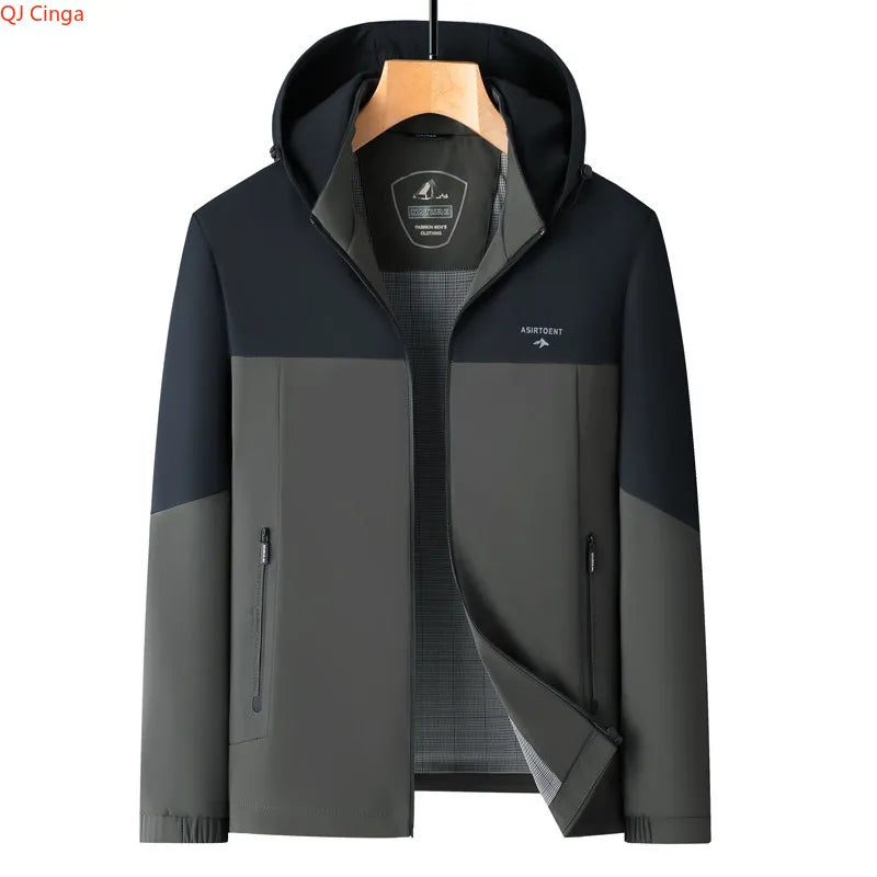2026 Men's Red Long-Sleeve Hooded Jacket; The Coat Can Be Worn Inside Out, and The Hood Is Removable.
