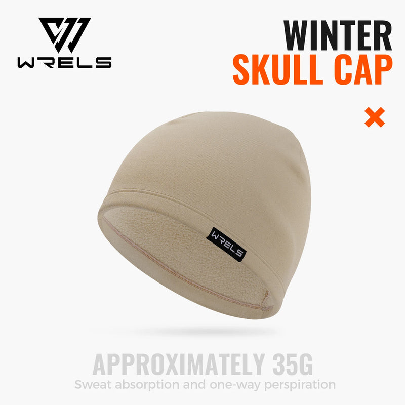 WRELS Skiing Cap Warm Anti Cold Skull Cap Sweat Wicking Fleece Windproof Helmet Liner Ear Flap Running Men Women Winter Beanie