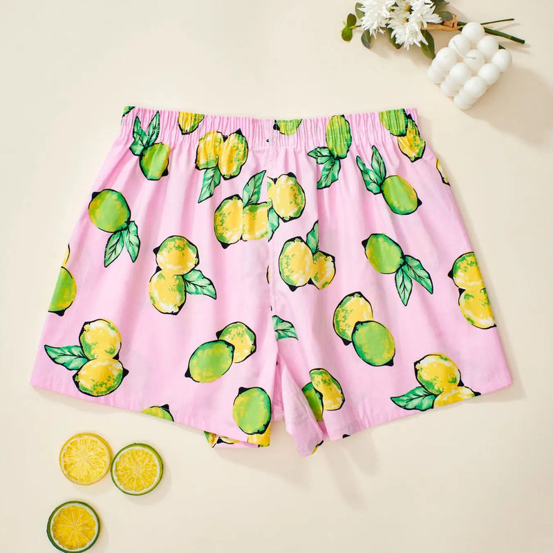 ខោ pajamas កប្បាសបោះពុម្ពទាន់សម័យសម្រាប់ស្ត្រី Lounge ស្តើងរដូវក្តៅខោខ្លីសម្រាប់គេងពេលយប់មានផាសុកភាព Pyjamas Femme
