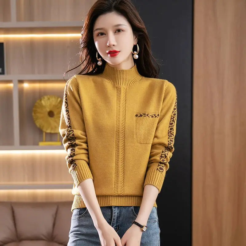 Pull Femme New High Collar Ladies Pullovers Long Sleeve Autumn Winter Knitwears Vintage Warm Sweaters For Women 2026 Bottom Tops