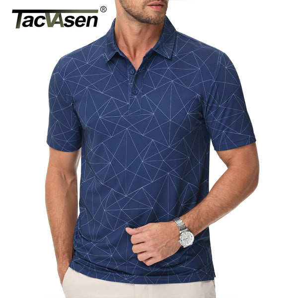 TACVASEN Mens Polo Golf Shirts Fashion Moisture Wicking Performance T-Shirts Print Breathable Short Sleeve Polo Shirt for Men