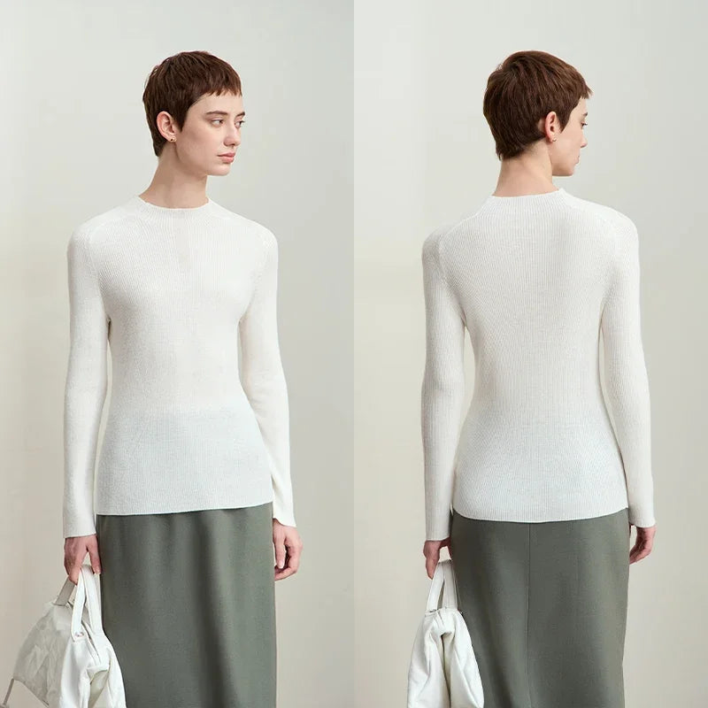 Amii Minimalism 2026 Autumn Sweaters For Women New Mock Neck Raglan Sleeve Slim Bottoming Sweater Basic Female Knitwear 12443227