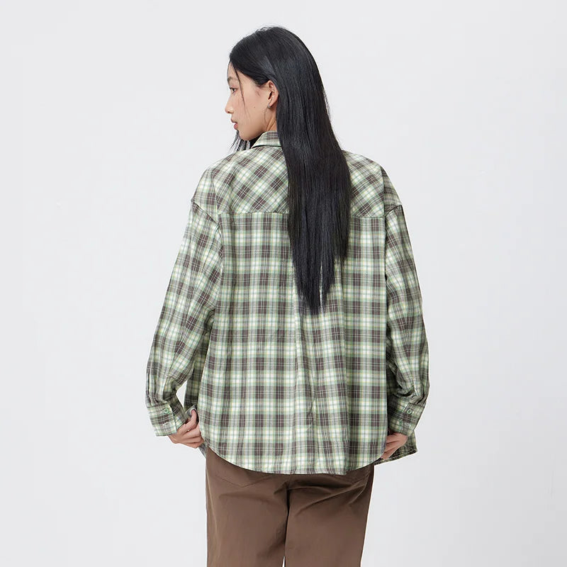 Semir Vintage Shirt Women Long Sleeve Mid Length Red Plaid Top Loose Casual Fashion Blouse 2026 Spring Stylish Outerwear