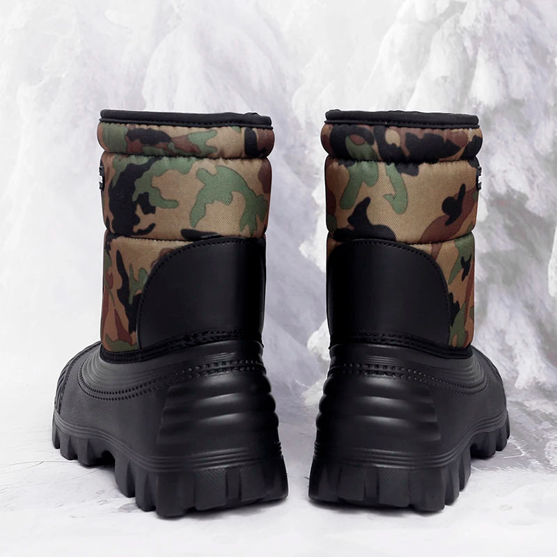 Men's classic high-top casual snow boots winter light warm velvet cotton boots soft sole non-slip comfort outdoor walking boots