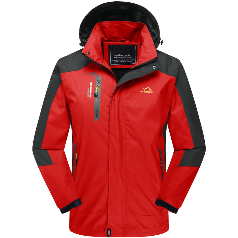 TACVASEN Outdoor Hiking Jacket Windbreaker Men's Hooded Trekking Coat Waterproof Mountain Work Outer Shell  Outwear with Pocket