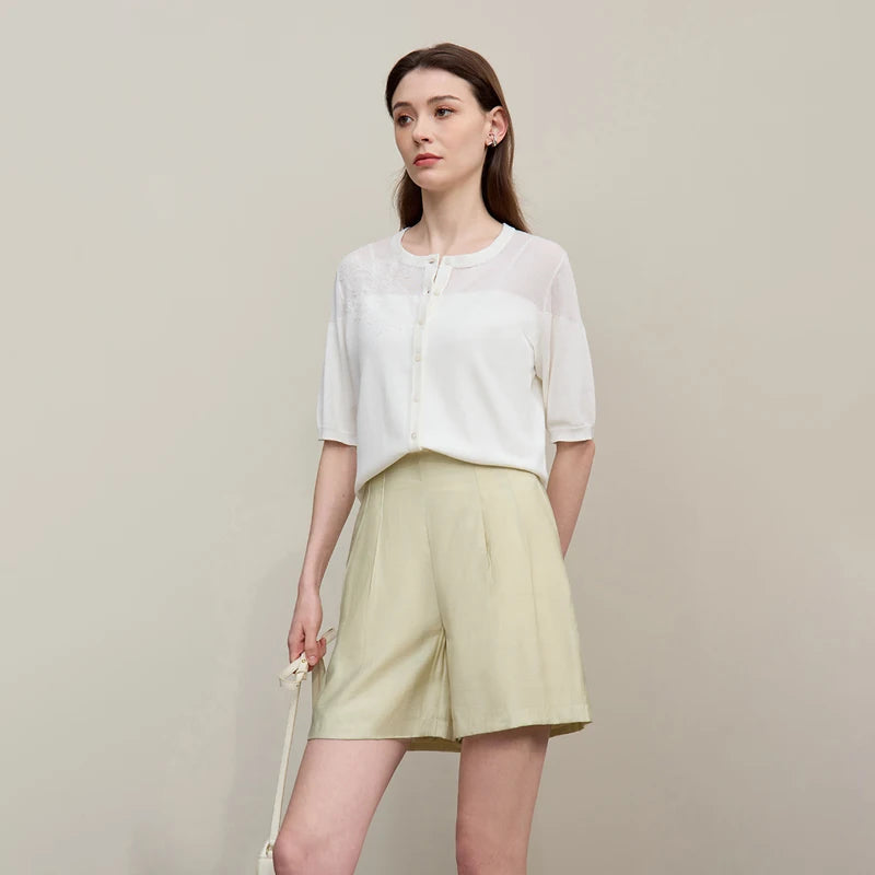 Amii Women's Wide Leg Shorts 2026 Summer New Simple TR Woven Loose Pants Solid Color Versatile Casual Women' S Clothes 12622100