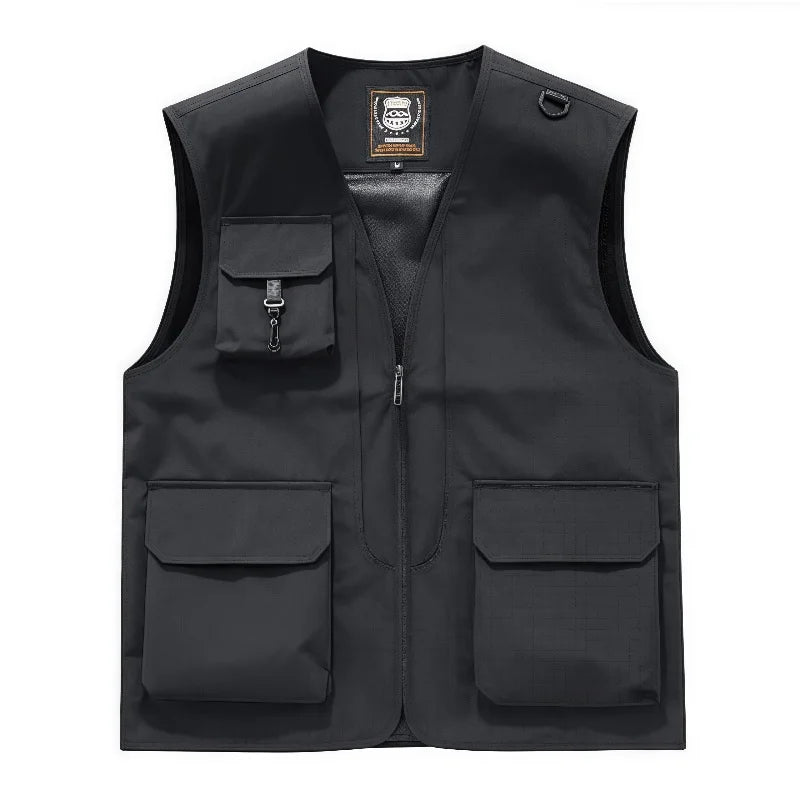 Spring Autumn Lightweight Jacket V-Neck Workwear Vest Men's Outdoor Casual Fishing  Photography with Thin Shoulder Pad