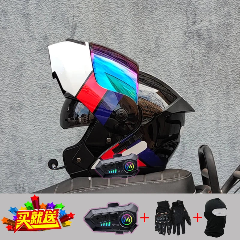 Motorcycle Bluetooth Helmet High Quality Flip Helmet Abs Full Face Motorcycle Helmet Racing Helmet Dot Approved