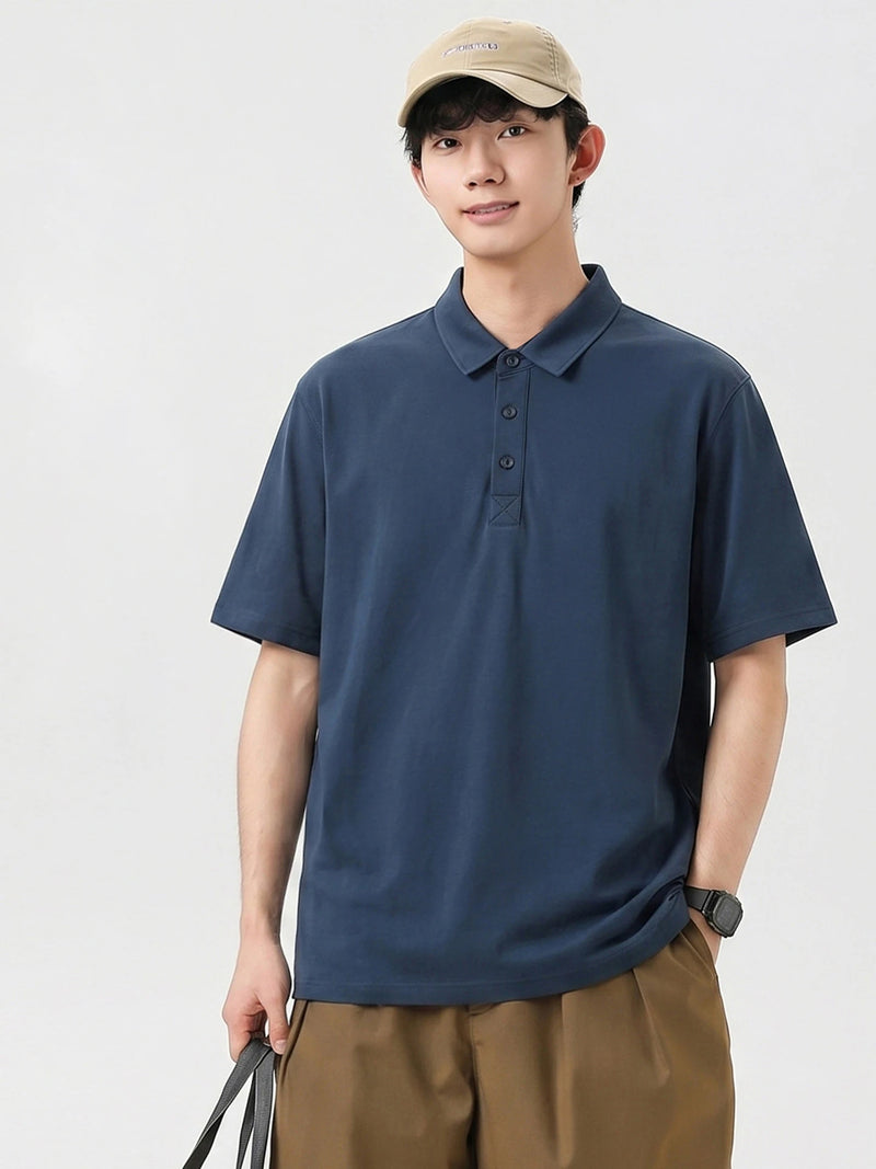 DUKEEN Men's 260G Heavyweight Cooling Sorona Polo Shirt Quick Dry Casual Summer Short Sleeve Golf Tee