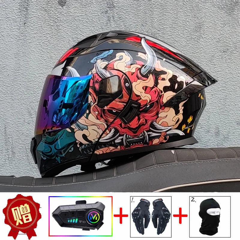 ORZ high-quality motorcycle professional racing flip helmet ABS material modular dual lens Bluetooth helmet DOT certification