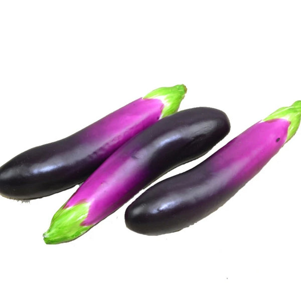 1PCS Pu ក្លែងធ្វើ Cuke ត្រសក់ Eggplant គំរូសិប្បនិម្មិតការតុបតែងផ្ទះបាយ Props បន្លែស្នោ