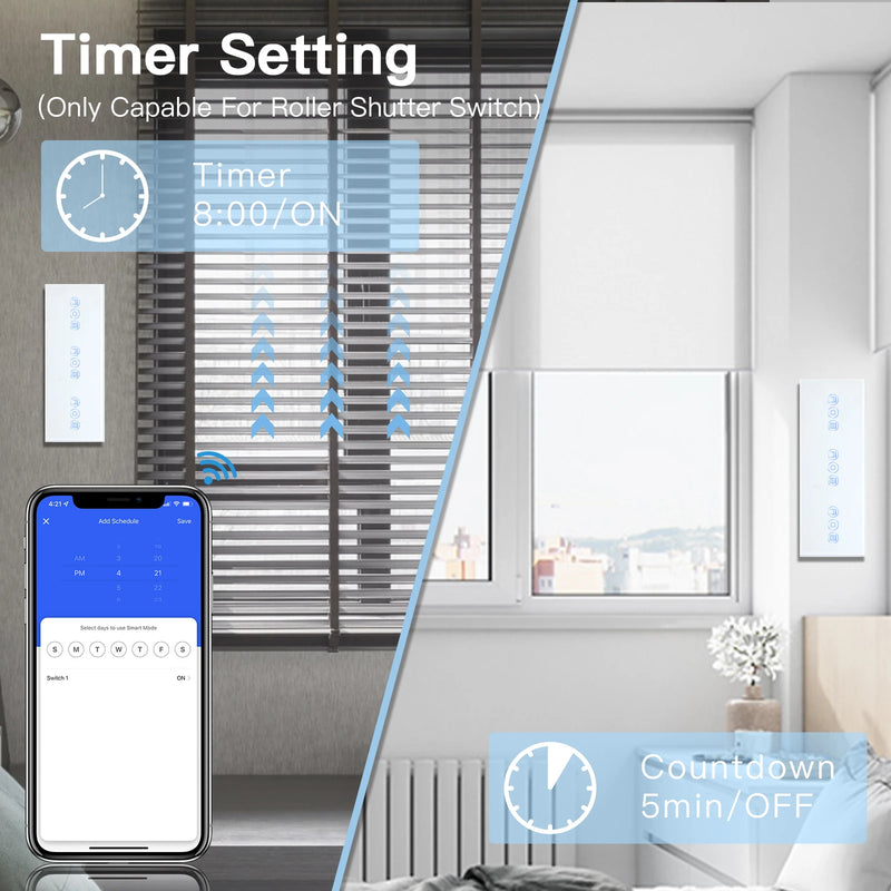 BSEED Wifi Roller Shutter Switch Triple Smart Blind Switch Wall Touch Switches  Smart Life Tuya Alexa App Voice Control