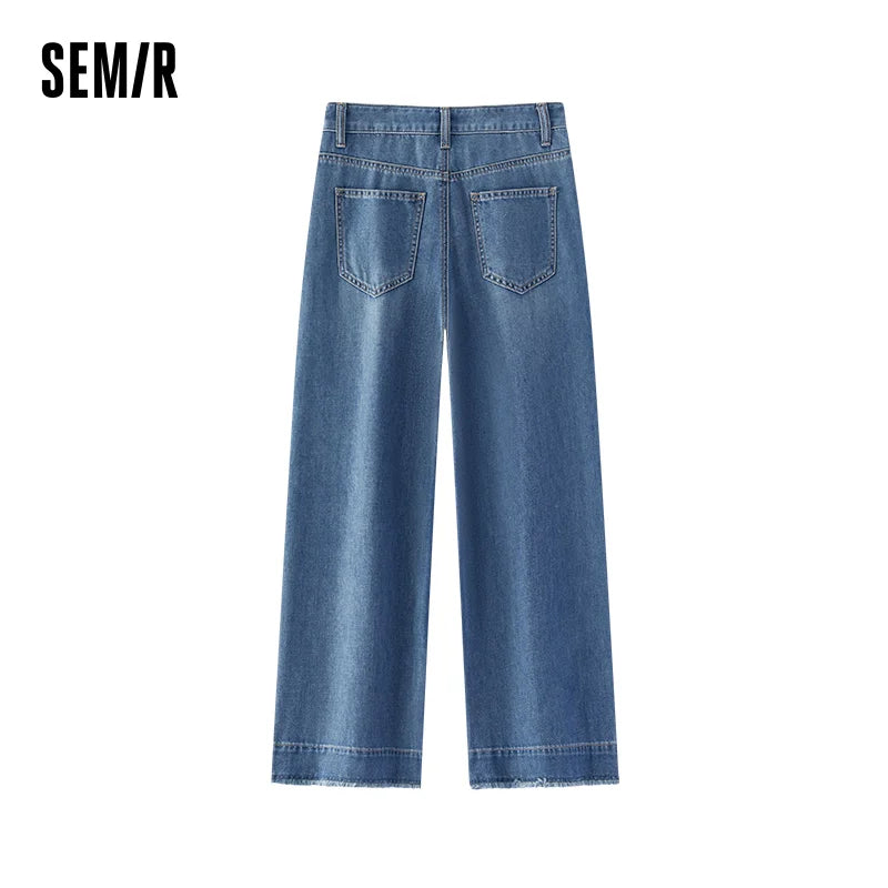 Semir Women Jeans Cooling 2026 Wide Leg Raw Hem Ankle Length Urban Casual Everyday Style Soft Comfortable Daily Wear Trendy